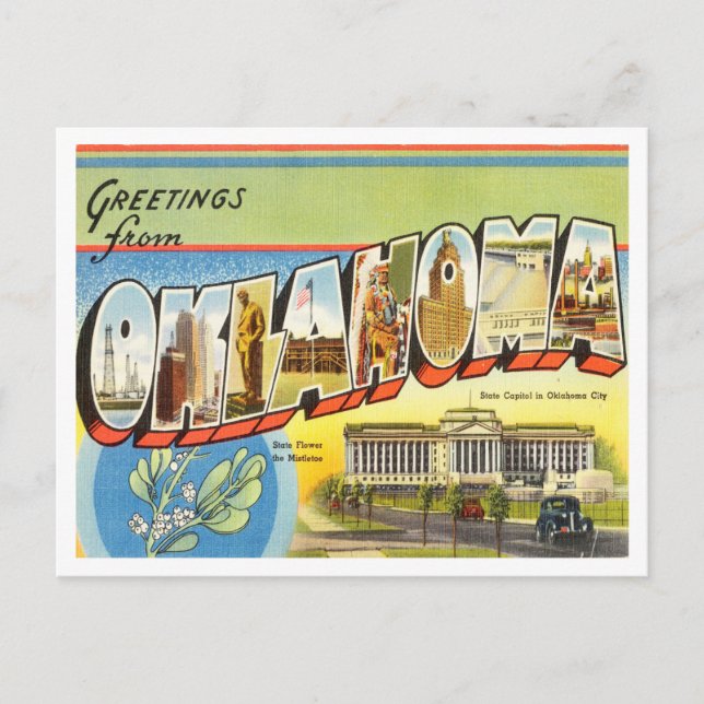 Carte Postale Salutations du Vintage voyage de l'Oklahoma (Devant)