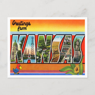 Carte Postale Salutations du Vintage voyage du Kansas