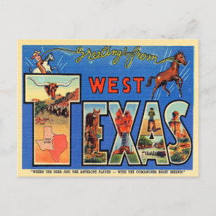 Carte Postale Salutations du Vintage voyage du Texas occidental