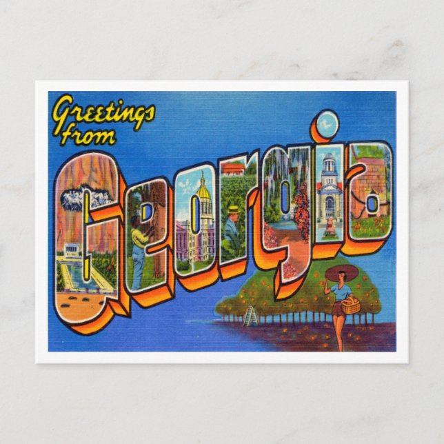 Carte Postale Salutations du Vintage voyage géorgien (Devant)