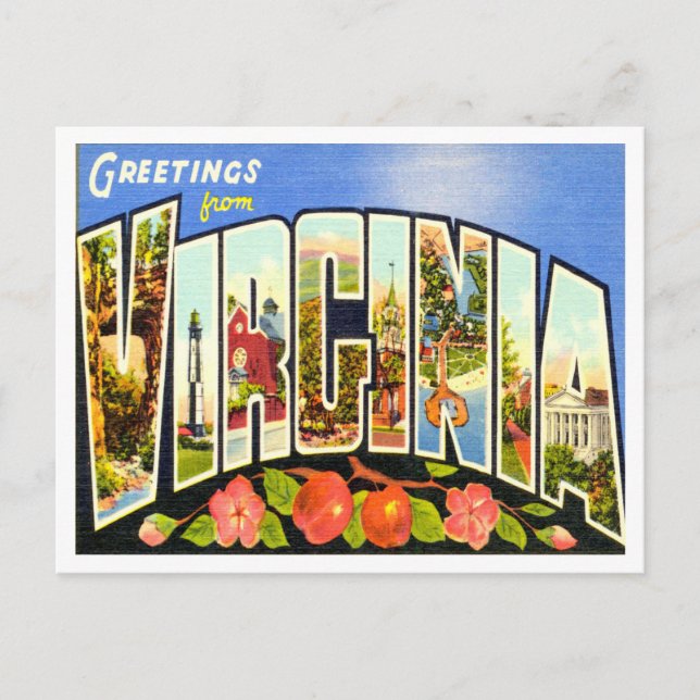 Carte Postale Salutations du Vintage voyage Virginia (Devant)