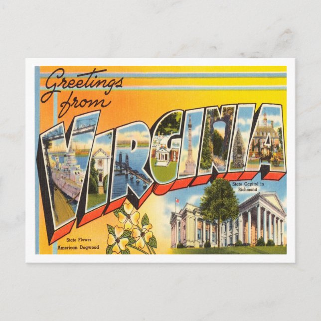 Carte Postale Salutations du Vintage voyage Virginia (Devant)