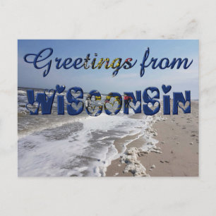 Carte Postale Salutations du Wisconsin State Flag USA Heart