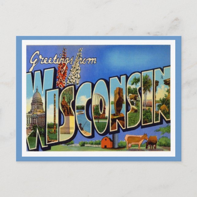 Carte Postale Salutations du Wisconsin WI USA (Devant)