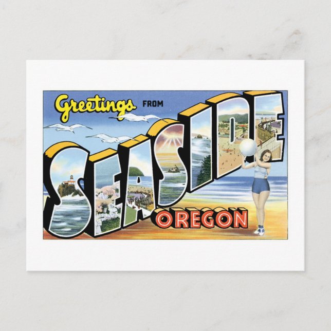 Carte Postale Salutations en bord de mer, Oregon (Devant)