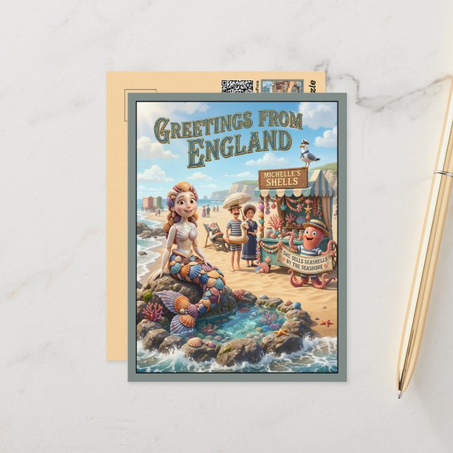 Carte Postale Salutations fantaisistes d'Angleterre 3D Voyage (Devant/Arrière en situation)
