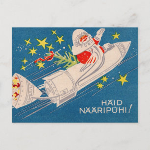Carte Postale Salutations festives de Santa Rocket