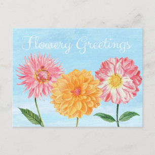 Carte Postale Salutations Florales Illustration Florale