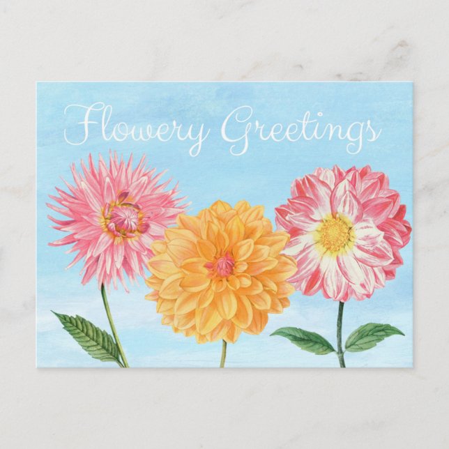 Carte Postale Salutations Florales Illustration Florale (Devant)