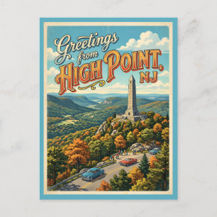 Carte Postale Salutations High Point NJ Style Vintage