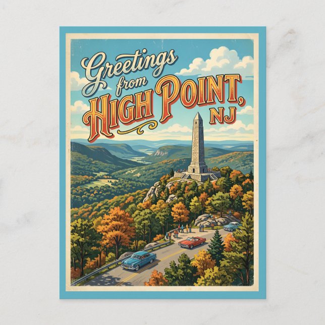 Carte Postale Salutations High Point NJ Style Vintage  (Devant)