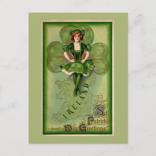 Carte Postale Salutations Jour de la Saint Patrick (Devant)
