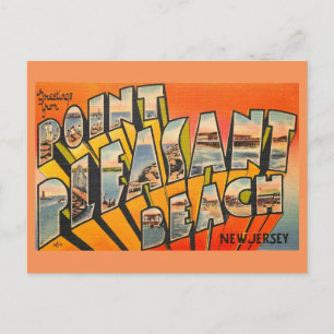 Carte Postale Salutations, Pt. Pleasant Beach, New Jersey Vintag