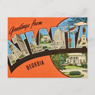 Carte Postale Salutations rétro d'Atlanta 