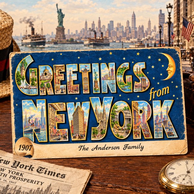 Carte Postale Salutations Rétro de New York (Créateur téléchargé)