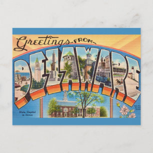 Carte Postale Salutations Retro Delaware