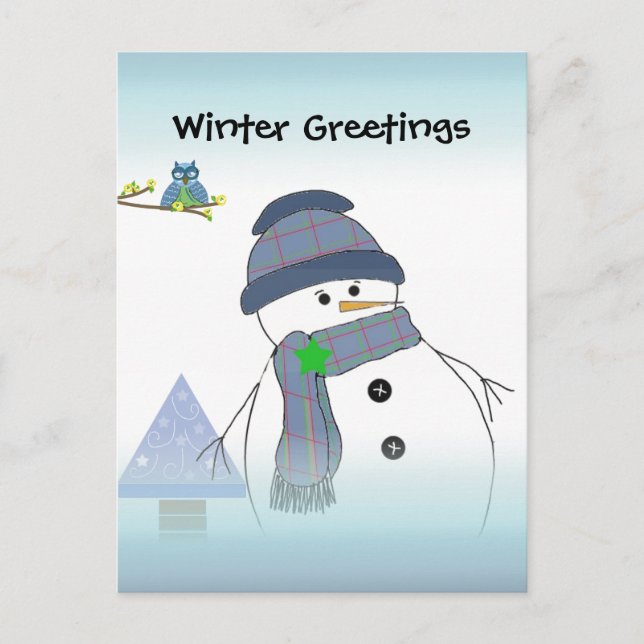 Carte Postale Salutations Snowman (Devant)