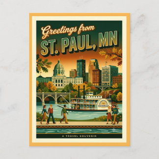 Carte Postale Salutations St Paul MN Rétro Années 70 Cool