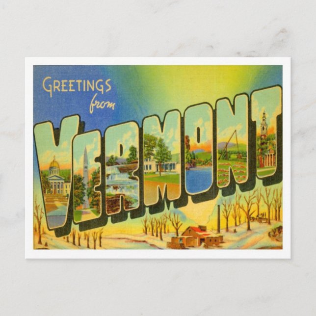 Carte Postale Salutations Vermont Des États-Unis (Devant)