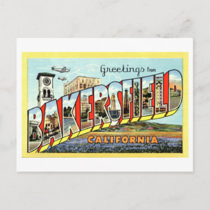 Carte Postale Salutations Vintage de Bakersfield, Californie,