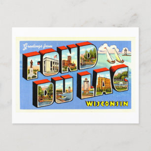 Carte Postale Salutations Vintage de Fond Du Lac, Wisconsin.