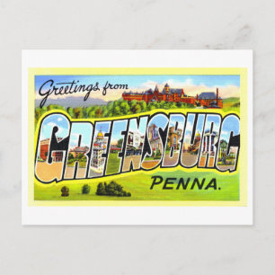 Carte Postale Salutations Vintage de Greensburg, Pennsylvanie,
