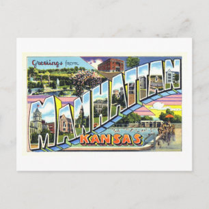 Carte Postale Salutations Vintage de Manhattan, Kansas