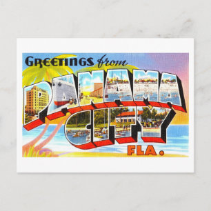 Carte Postale Salutations Vintage de Panama City, Floride,