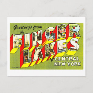 Carte Postale Salutations Vintage des Finger Lakes de New York
