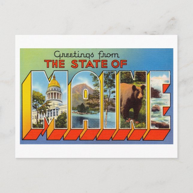 Carte Postale Salutations Vintage du Maine (Devant)