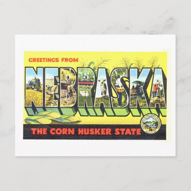 Carte Postale Salutations Vintage du Nebraska (Devant)