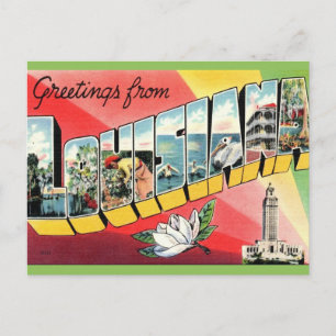 Carte Postale Salutations Vintage Louisiane