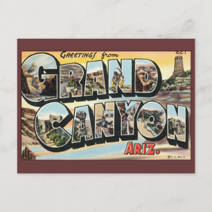 Carte Postale Salutations Vintage voyage de Grand Canyon Arizona