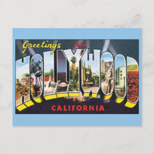 Carte Postale Salutations Vintage voyage d'Hollywood en Californ