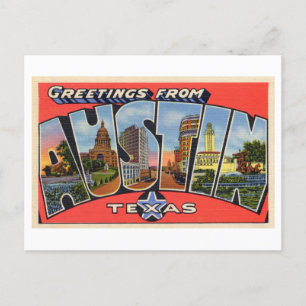 Carte Postale Salutations vintages d'Austin, Texas