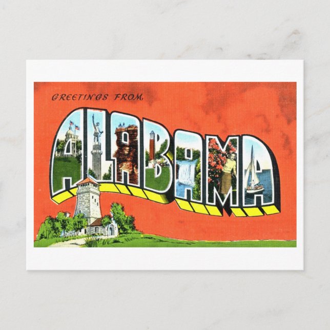 Carte Postale Salutations vintages de Alabama (Devant)