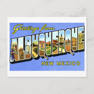 Carte Postale Salutations vintages de Albuquerque, Nouveau-Mexiq