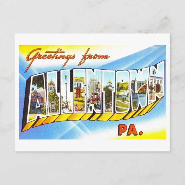 Carte Postale Salutations vintages de Allentown, Pennsylvanie (Devant)