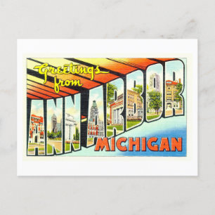 Carte Postale Salutations vintages de Ann Arbor, Michigan,