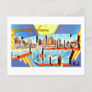 Carte Postale Salutations vintages de Atlantic City, New Jersey