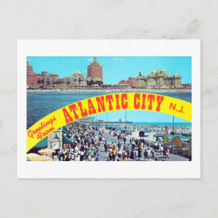 Carte Postale Salutations vintages de Atlantic City New Jersey P
