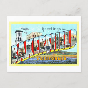 Carte Postale Salutations vintages de Bakersfield, Californie,