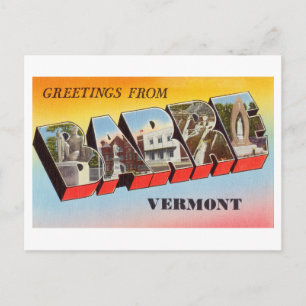 Carte Postale Salutations vintages de Barre, Vermont