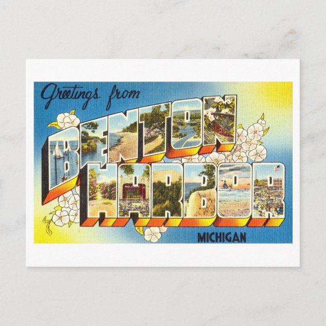 Carte Postale Salutations vintages de Benton Harbour, Michigan (Devant)