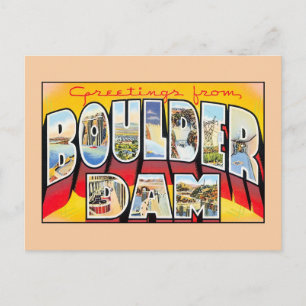 Carte Postale Salutations vintages de Boulder (Hoover) Dam Nevad