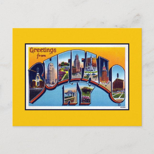 Carte Postale Salutations vintages de Buffalo NY (Devant)