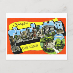 Carte Postale Salutations vintages de Charlotte, Caroline du Nor