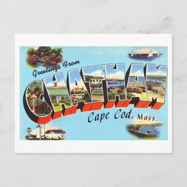Carte Postale Salutations vintages de Chatham, Massachusetts (Devant)