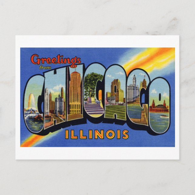 Carte Postale Salutations vintages de Chicago, Illinois (Devant)