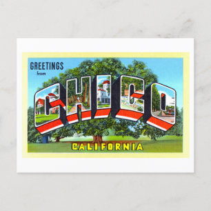 Carte Postale Salutations vintages de Chico, Californie,